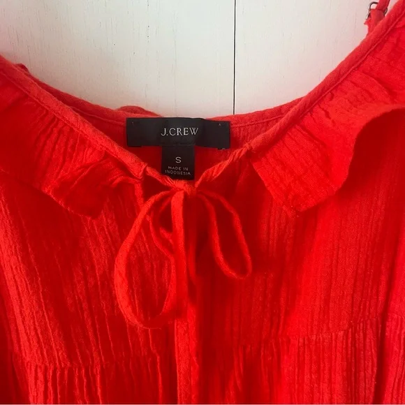 J. Crew Orange Tiered Ruffled Beach Maxi Dress Size Small - Picture 10 of 16